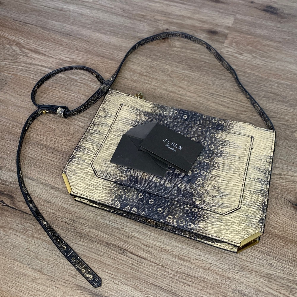 Excellent Condition J.Crew Leather Bag Crossbody w/ Snake Skin Print